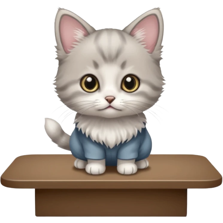 Munchkin kitten standing over the table gray  emoji
