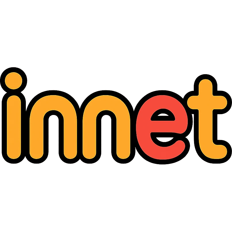 the word 'innet' as a sleek, minimal emoji, rounded letters emoji