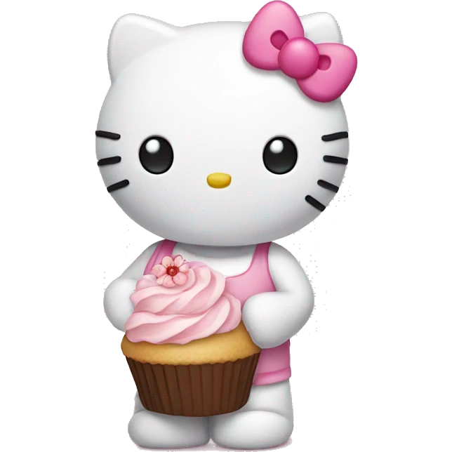 hello kitty holding a cupcake emoji
