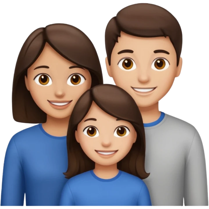 Two girls one boy brunnete  emoji