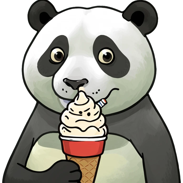 Panda eating ice cream emoji