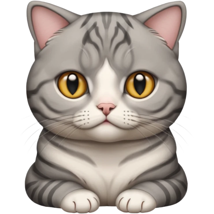 A grey striped Scotch fold with folded ears, a cute cat emoji
