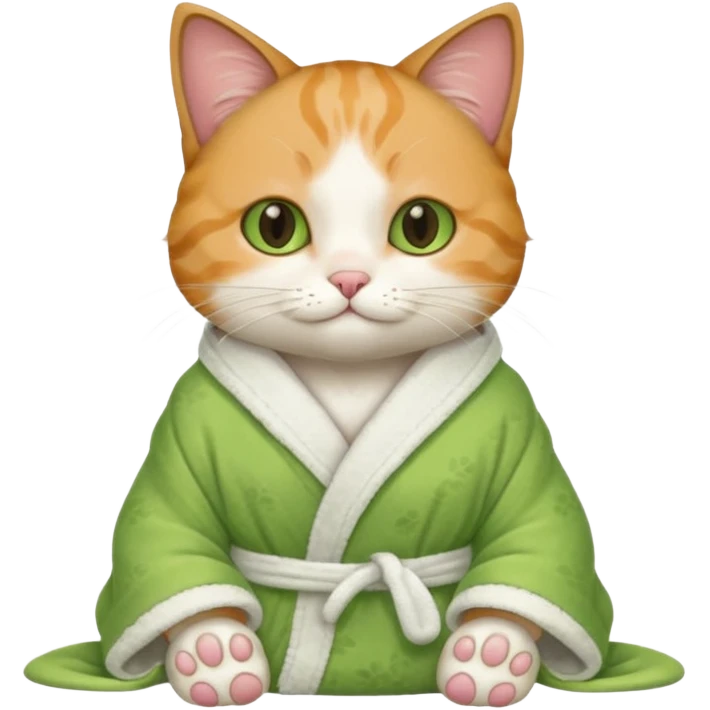 I want a CAT whit a macha on her paw and i want her to ne wearing a bath rope emoji