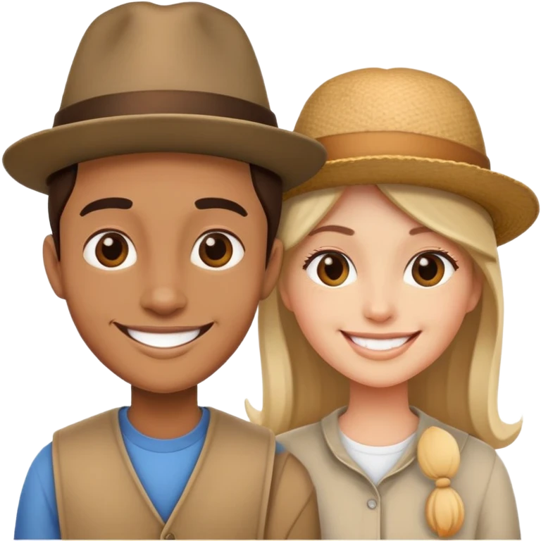 two people with different hats, smiling emoji