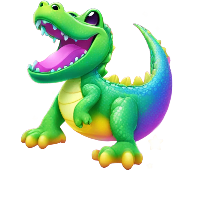 Lisa Frank sparkle rainbow cute alligator  emoji