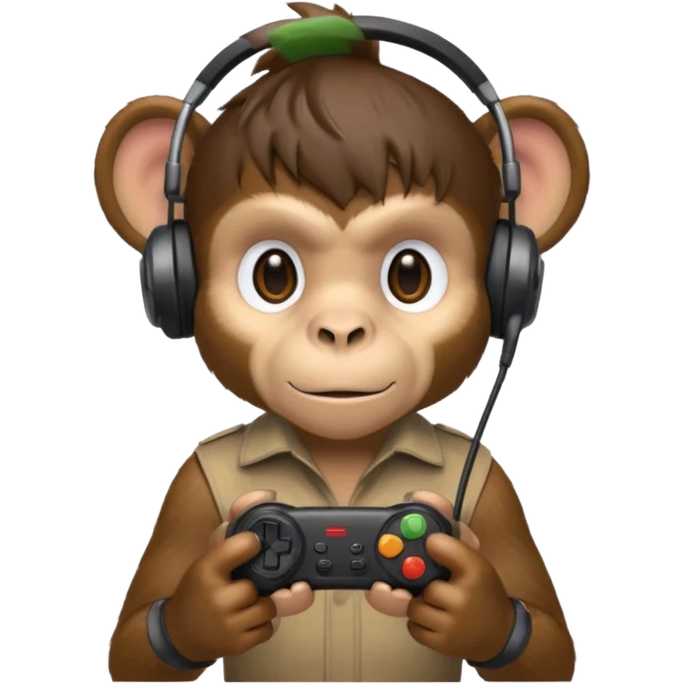 gamer monkey, game controller on hand, headset  emoji