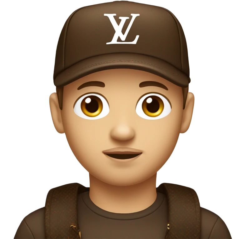 brown hair boy with louis vuitton cap and goatee emoji