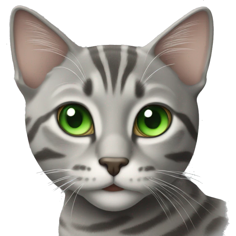 grey tabby cat with green eyes emoji