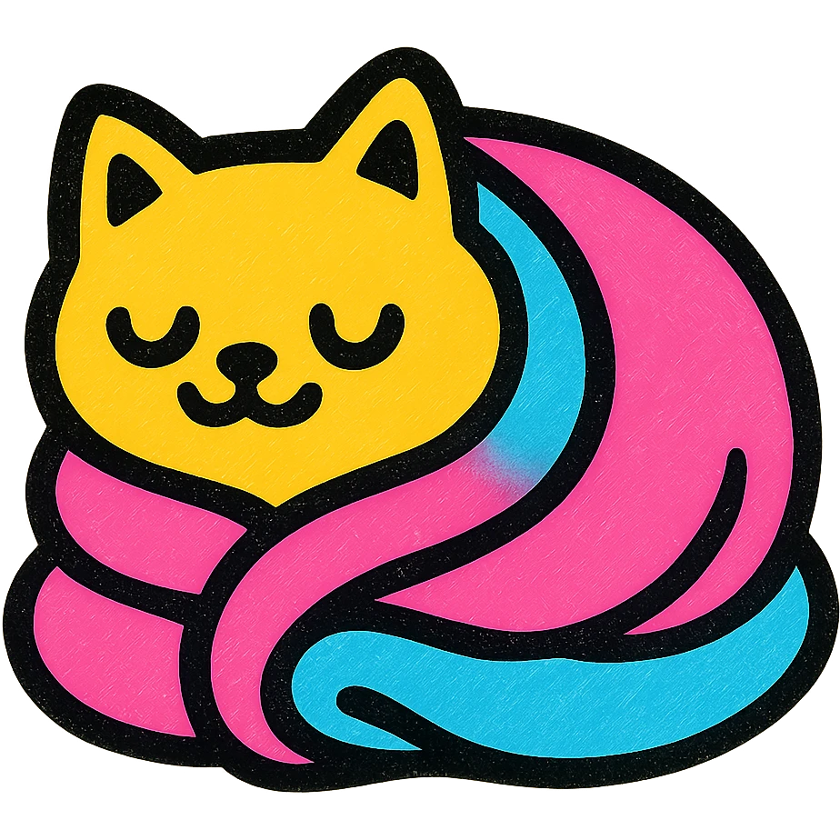 cute cozy animal curled up in a blanket, icon style, soft pastel palette, simple friendly emoji