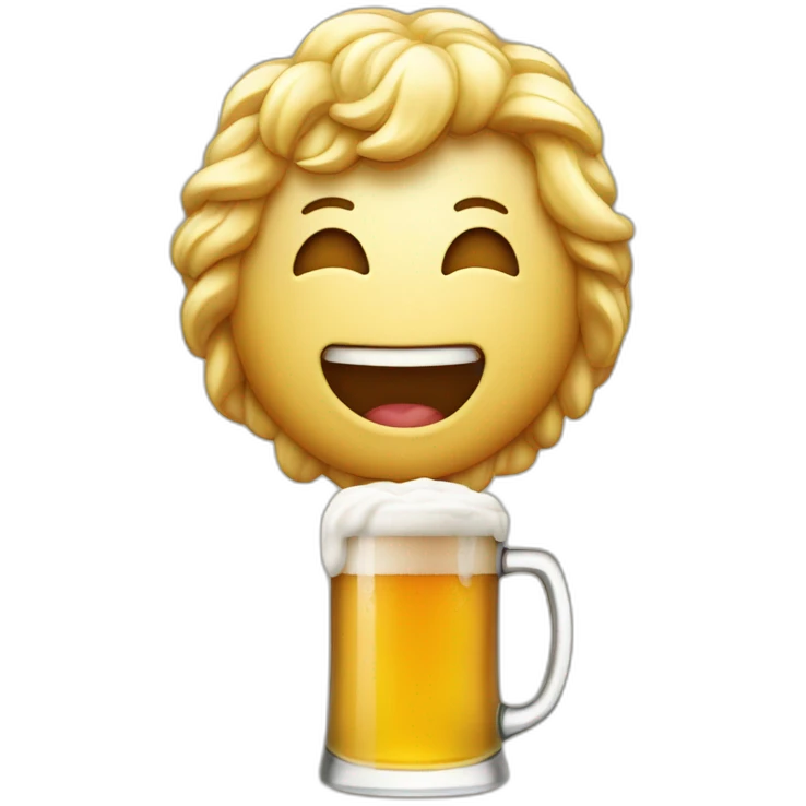 a happy pint of beer popping emoji