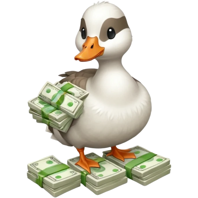 cute goose holding a stack of cash emoji
