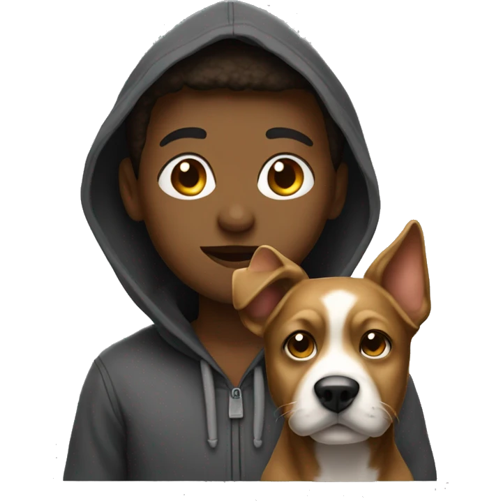 boy with dog in hood emoji