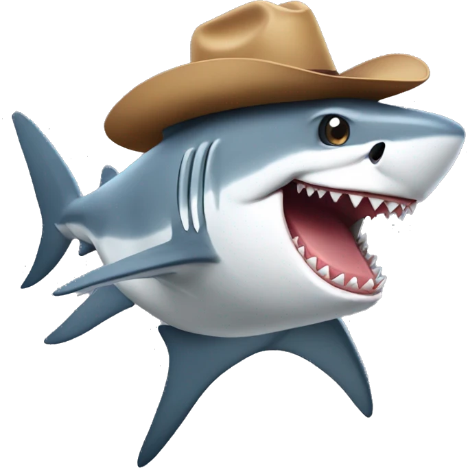 Shark with a cowboy hat emoji
