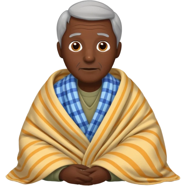 dark skin old man with tucked blanket emoji