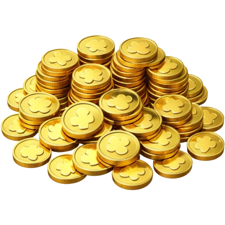 small pile of gold coins, shiny gold, no symbols, no text,  emoji