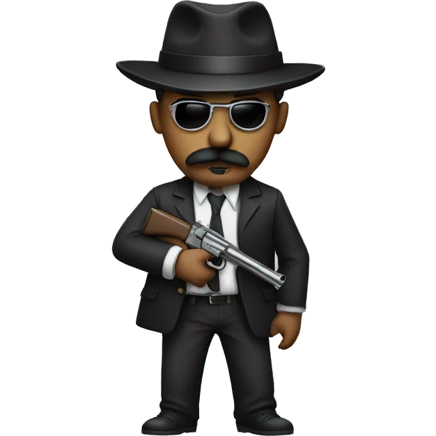 Gangster with a mustache and a gun emoji