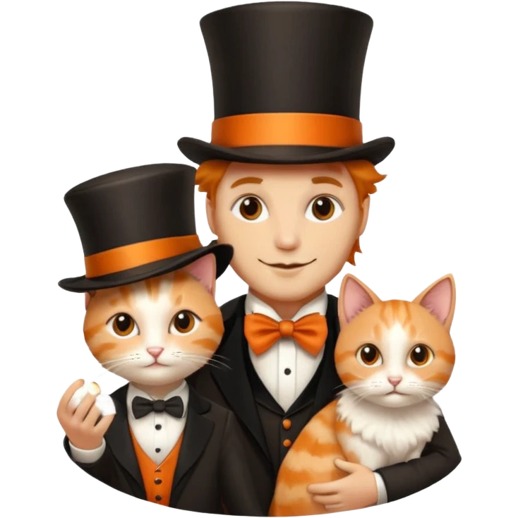 magician couple and their pet cat emoji