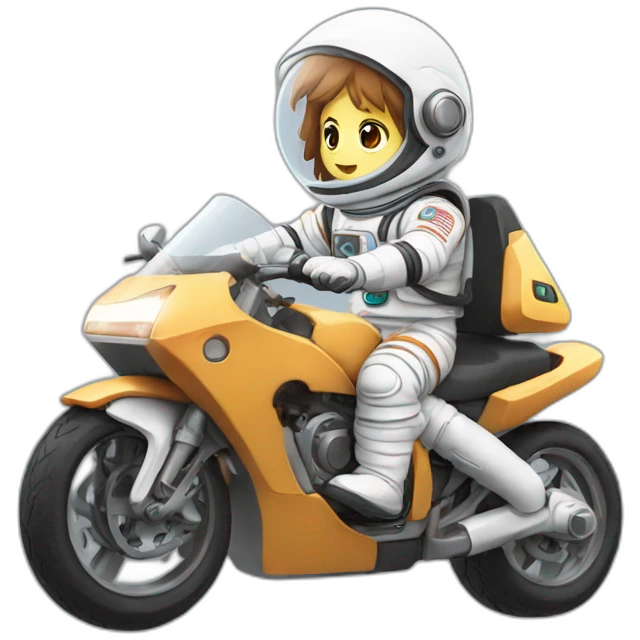 Astronaut driving a car with cycle on top anime emoji