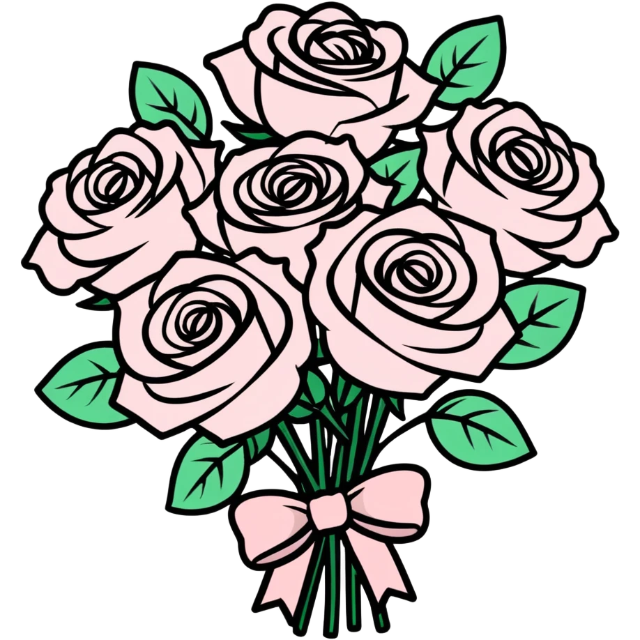 Pastel Pink roses bouquet with bow emoji