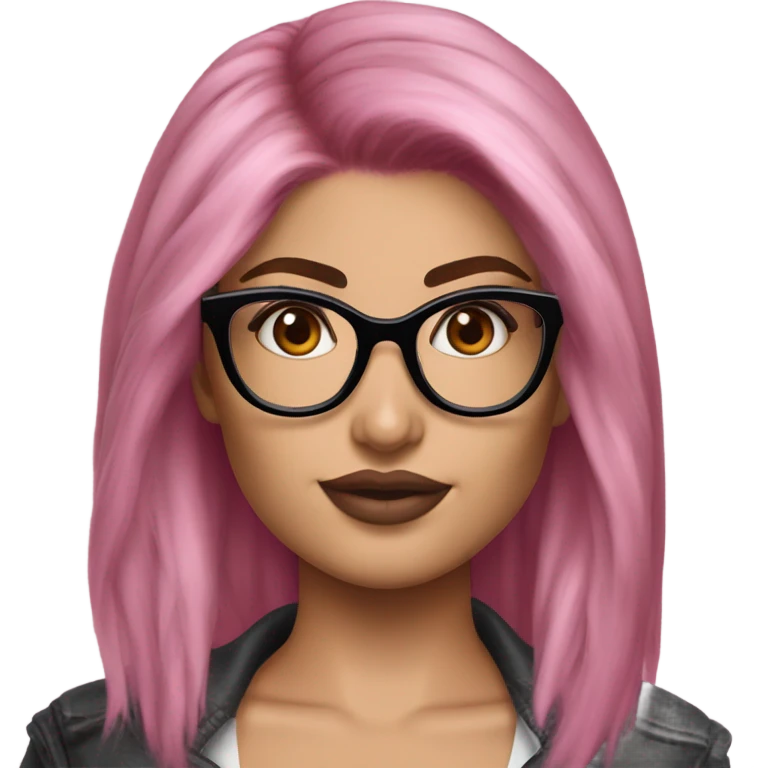 Realistic kylie jenner pink hair blue eyes and glasses  emoji