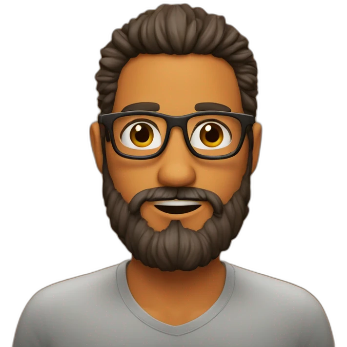 hombre de lentes naranjas cabello rizado y barba emoji