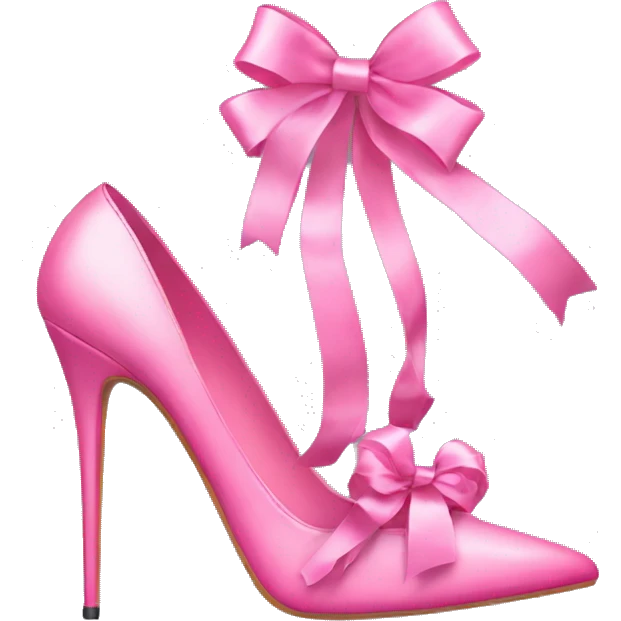 Pair of Pink stiletto shoes with ribbons emoji