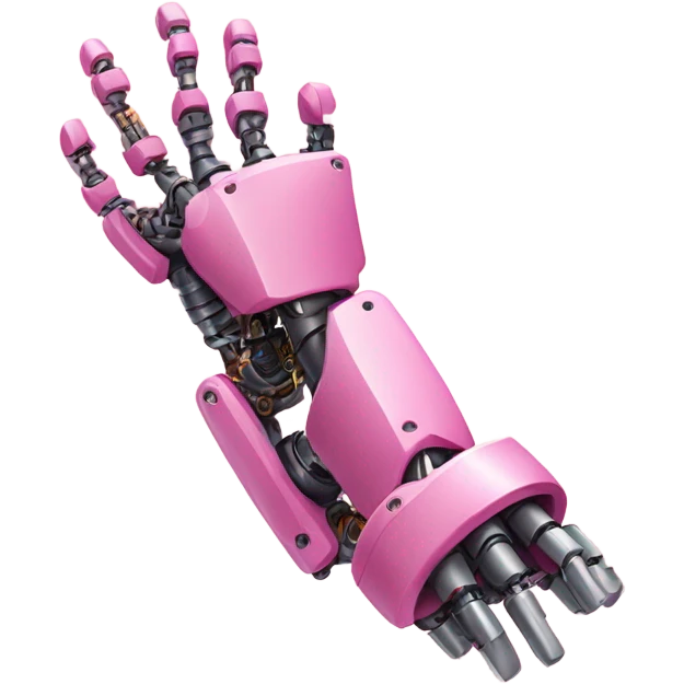 intensive pink color robotic human-like arm emoji