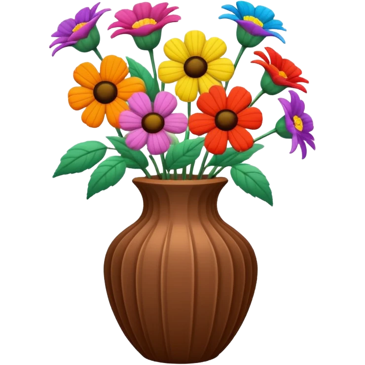 Corduroy ridged vase with flowers emoji