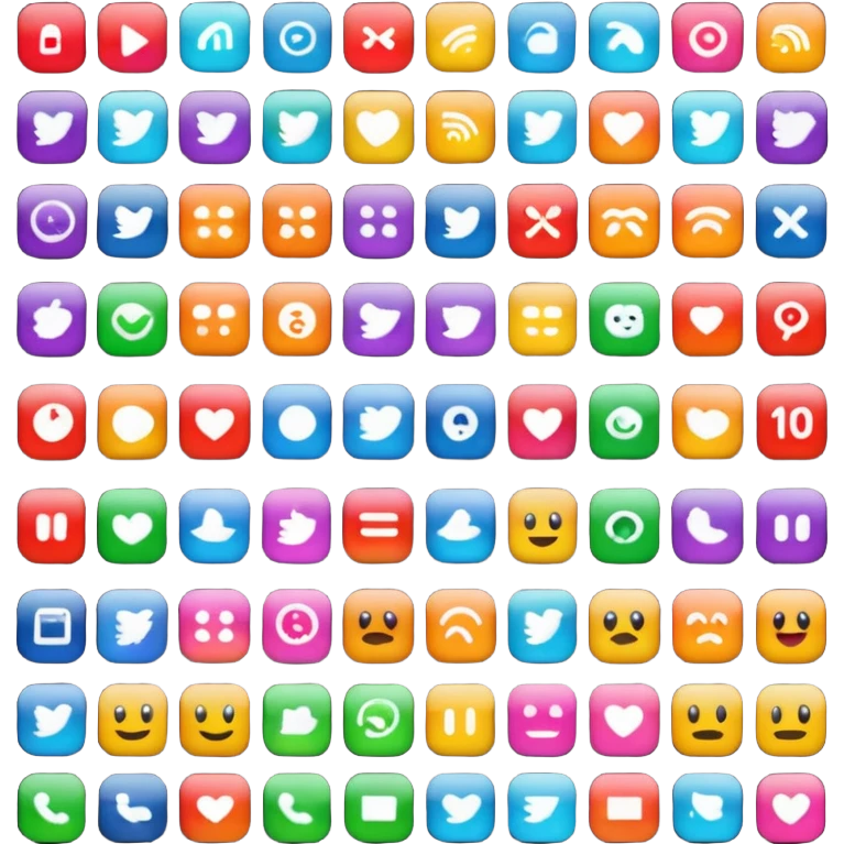 Emoji style simplified iMac screen displaying app icons in grid emoji
