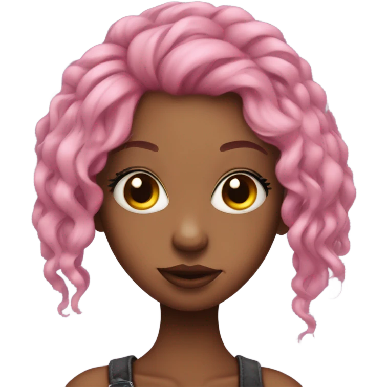 girl with pink hair, eyeliner and a septum ring emoji