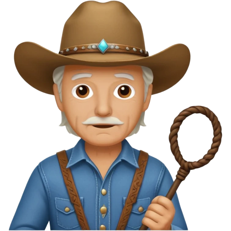 Give this emoji 🤠 a whip make it an old white guy with a whip  emoji