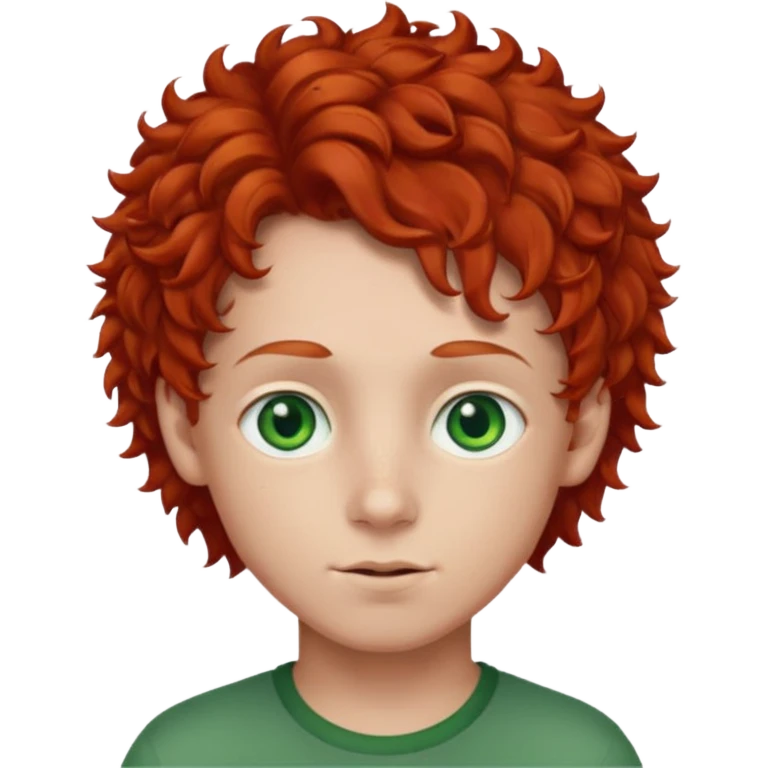 chico de pelo rojo rizado con ojos verdes emoji