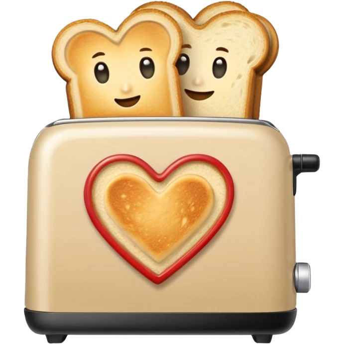 Light Beige heart toaster with toast  emoji