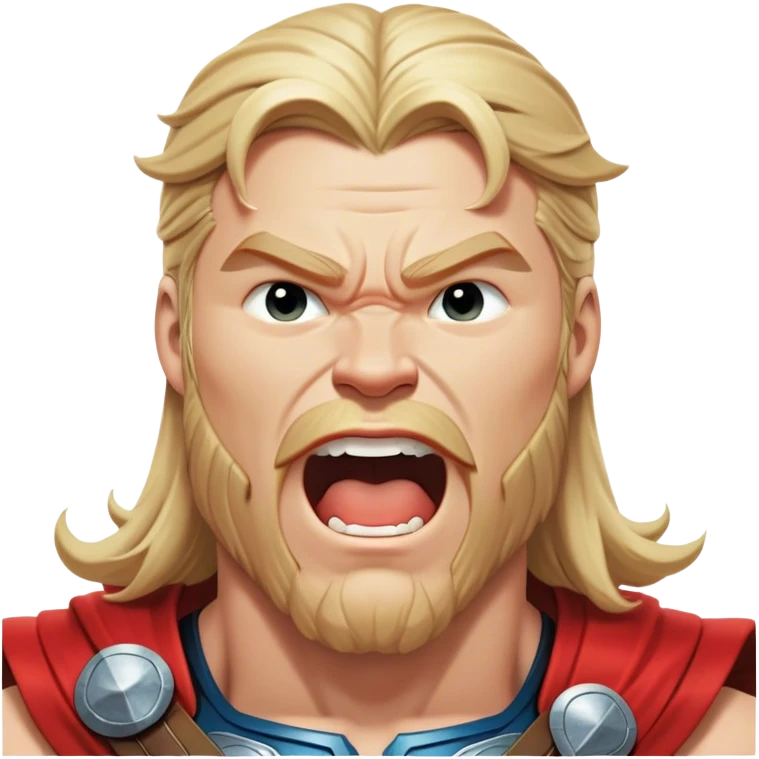 Cinematic Realistic Thor Portrait, head tilted slightly with a dramatic, wide-open yawn, revealing a relaxed yet powerful presence. The natural interplay of light accentuates his muscular contours and tender expression, balancing his legendary might with an unexpectedly human moment of repose. emoji