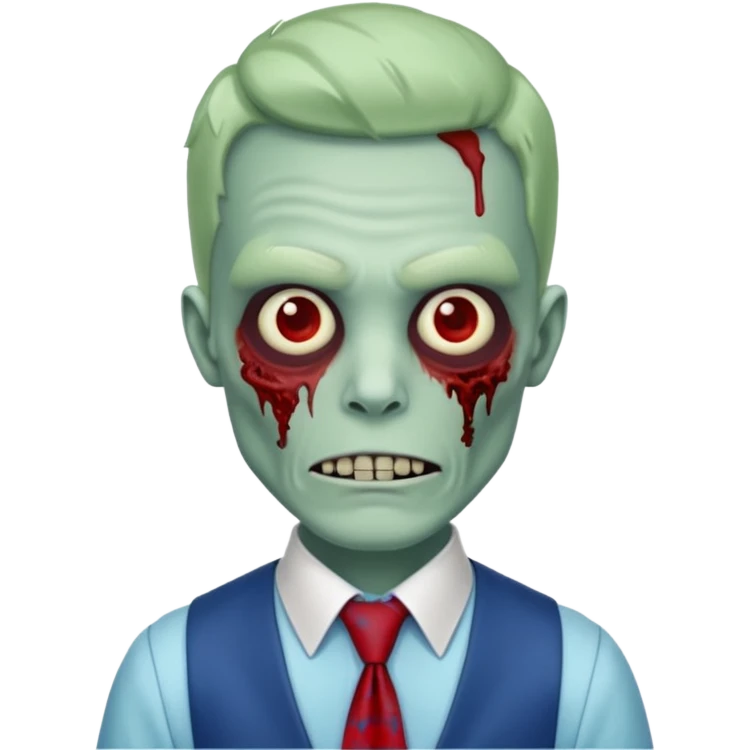 zombie zombie waiter with red blue tie emoji