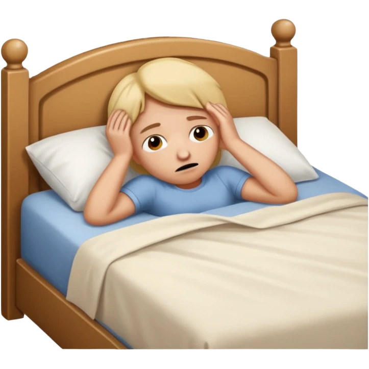 lie down on bed to sleep, but hungry emoji