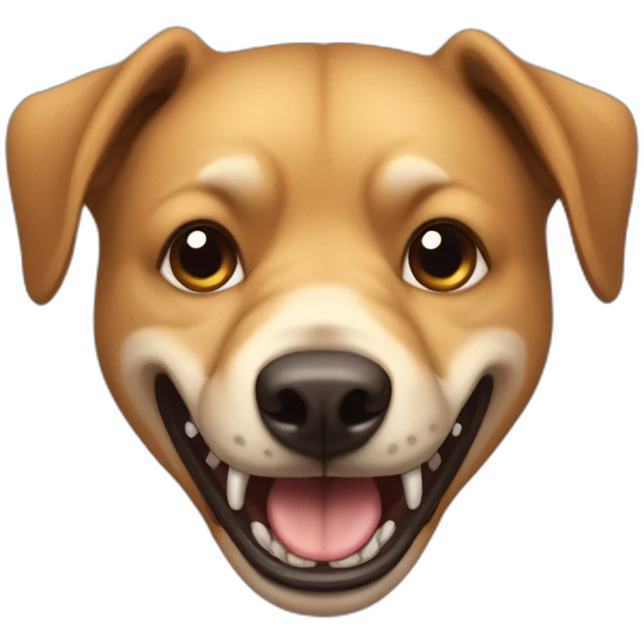 Ugly light brown dog with very long lower fangs emoji