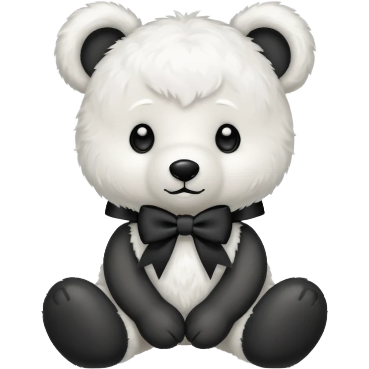 Cute white teddy bear with black bow emoji