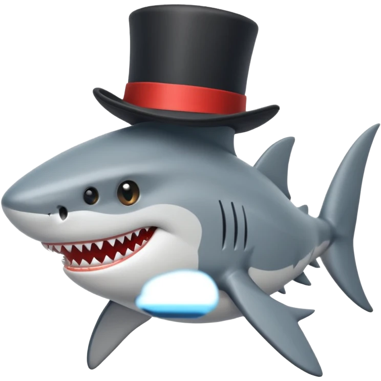 Shark with a top hat emoji