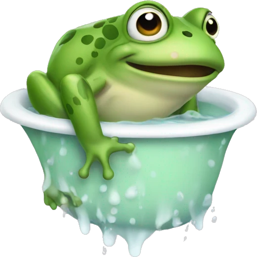 Frog taking a bath emoji
