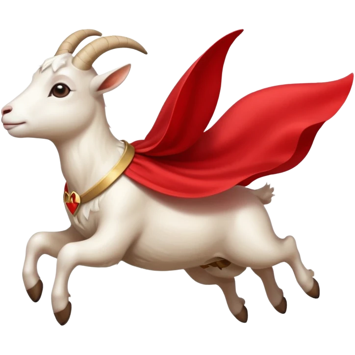 white female goat wearing a read cape like superman emoji