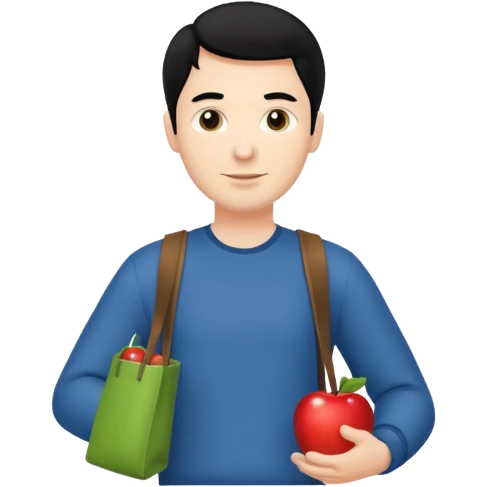 a white man with black hair carrying Apple bags emoji