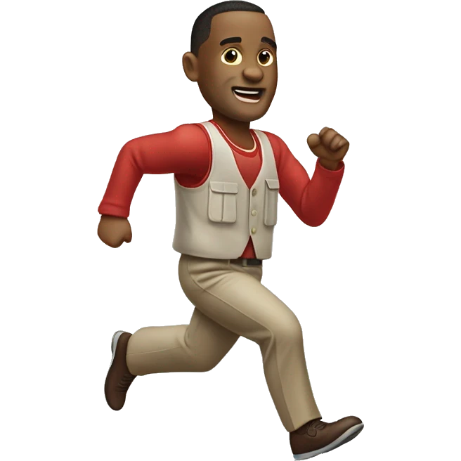 Forrest Gump running, with a large stride and arms outstretched emoji