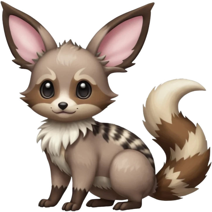 Civet-Minccino-Cacomistl-Eevee-Trico-hybrid-fusion (full body) emoji