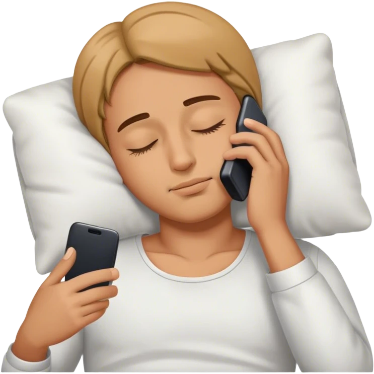 person sleeping while holding a phone. The person should have closed eyes, a relaxed expression, and a phone in their hand or near their face. emoji