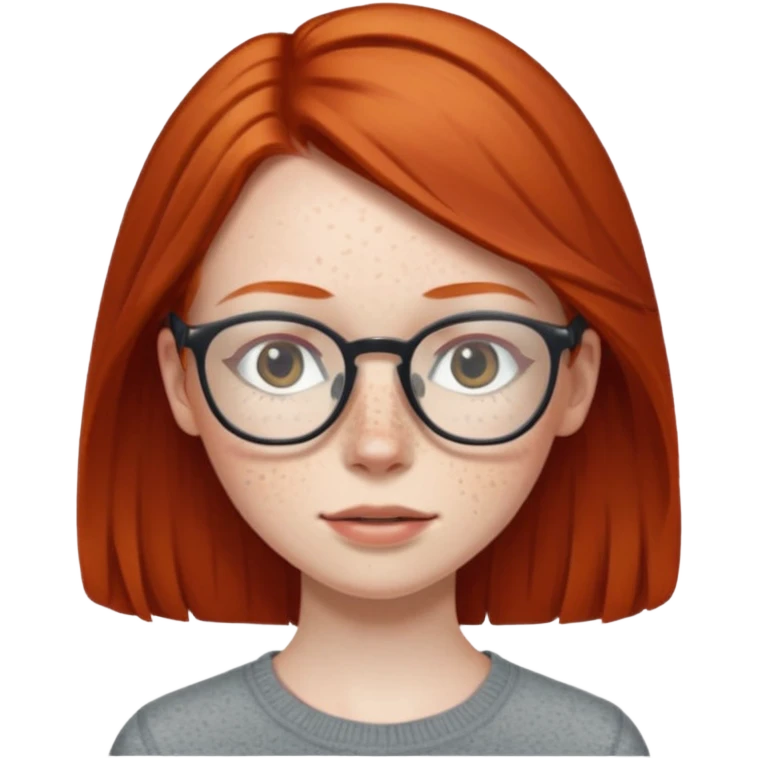 Skinny red head with glasse emoji