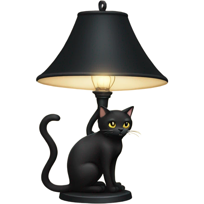 Black cat sniffing a lamp emoji