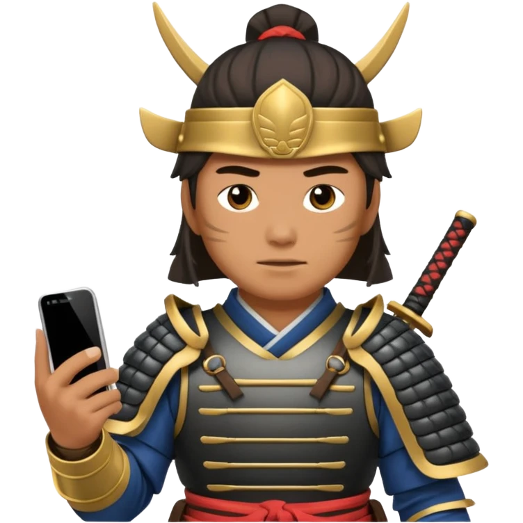 Samurai with Smartphone. emoji