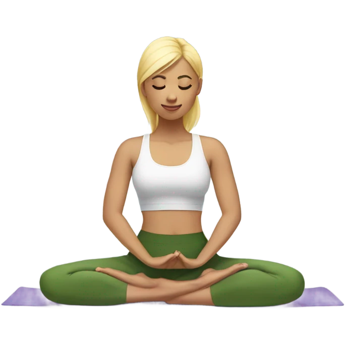 Young woman with blonde hair doing yoga emoji