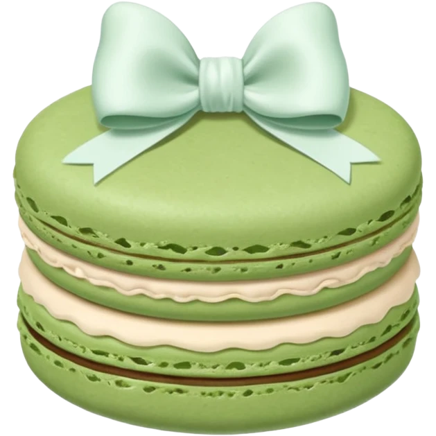 sage green macaron with white bow emoji